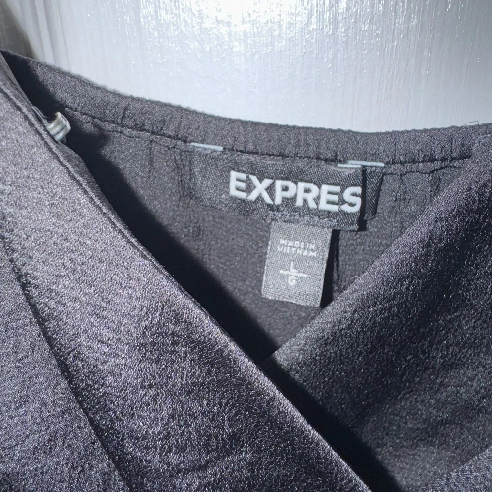 Express Black Silk Blouse with Crisscross Back - Picture 3 of 4